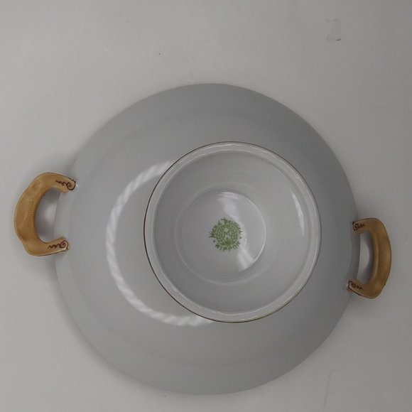 Vintage Hand Painted Nippon Morimura pedestal bowl with two handles and Moriage - Picture 3 of 16